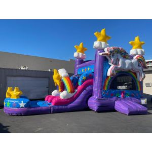 3 in 1 Dual lane unicorn water slide w Pool combo (sku W315)